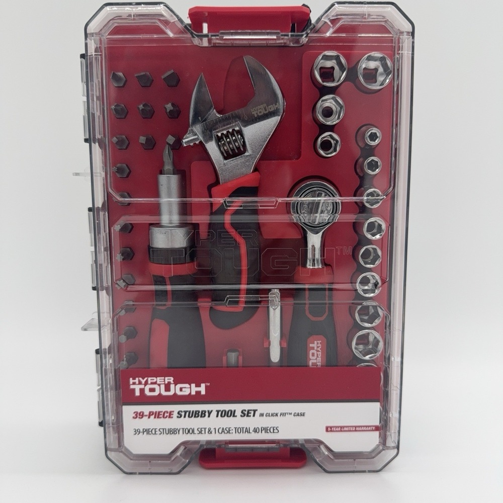 NEW HYPER TOUGH 39 Piece Stubby Tool Set - Click Fit Case- 42031CF‎
